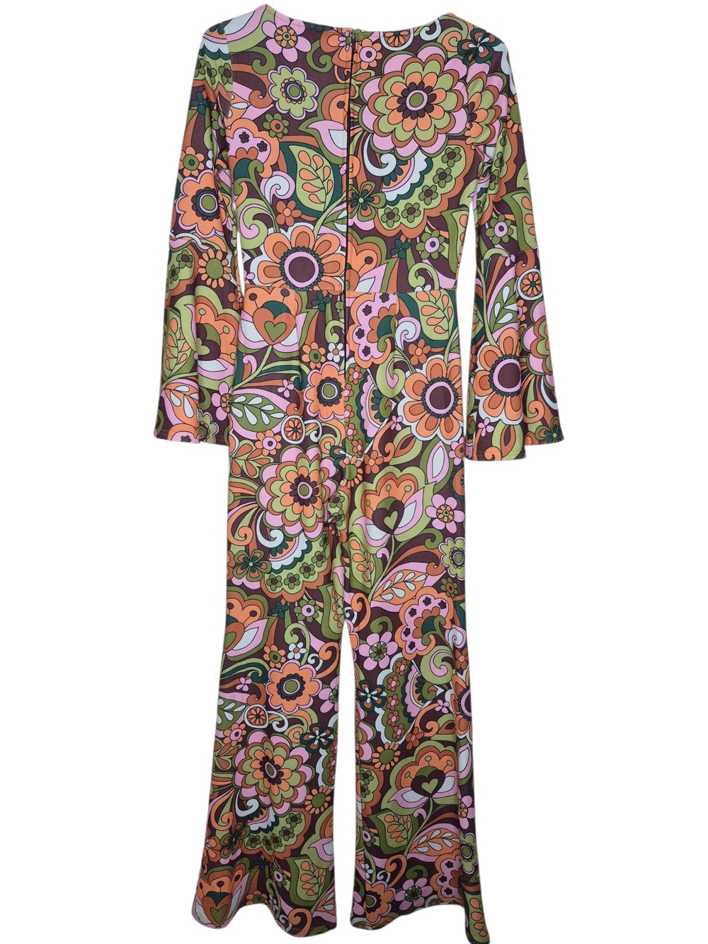 Smak Parlour 70s Retro Psychedelic Floral Bell Sleeve Jumpsuit Womens Small - Picture 7 of 9